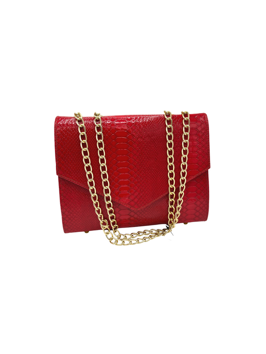 Red Reptile Vegan Leather Bag